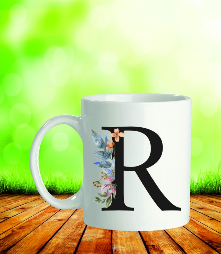 R HARFİ BASKILI KUPA BARDAK – Dijital Baskı Reklam